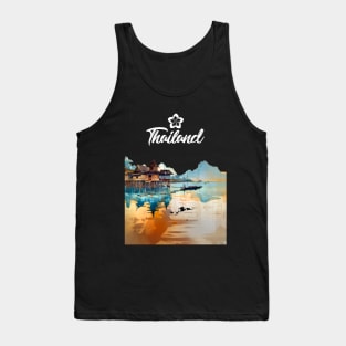 Thailand: Postcard from Thailand the Orchid of Asia on a dark (Knocked Out) background Tank Top
